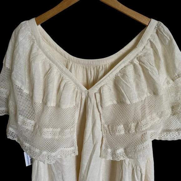 NWT old navy Women’s size 3X Cream Flutter Sleeve Mini Swing Dress Beachy Boho - Picture 4 of 7